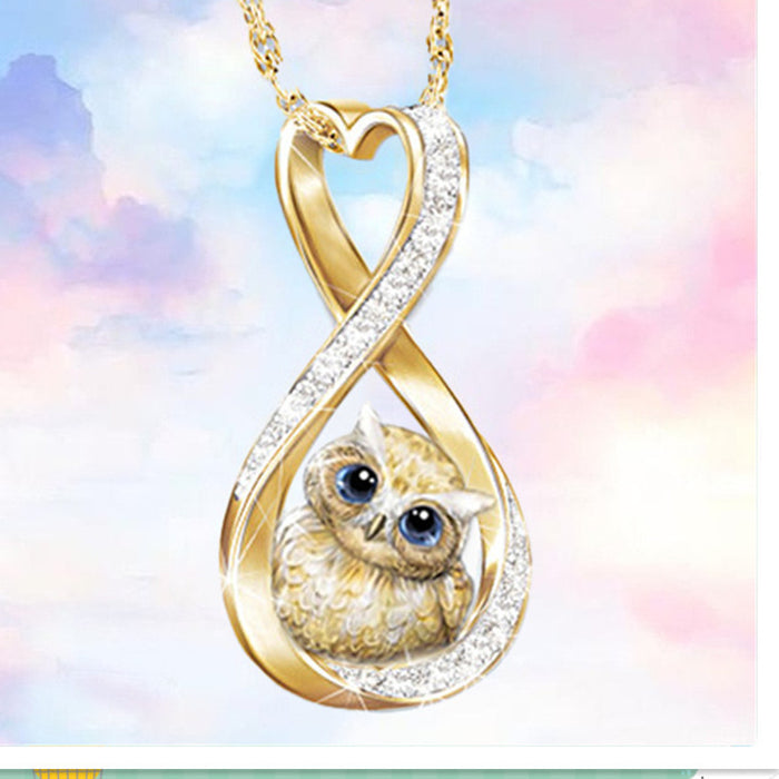 Wholesale Alloy Diamond Owl Necklace MOQ≥2 JDC-NE-ZiB026