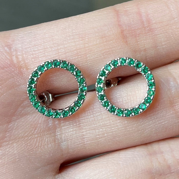 Wholesale Earrings Copper Openwork Circle Zircon MOQ≥2 JDC-ES-PREMCAOS016