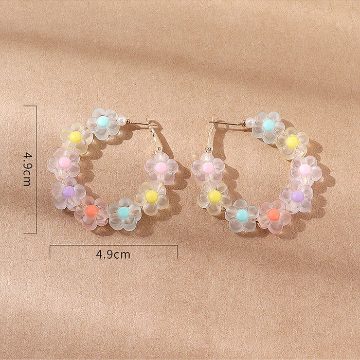 Wholesale Earrings Plastic Candy Color Flower Circle MOQ≥2 JDC-ES-qz009