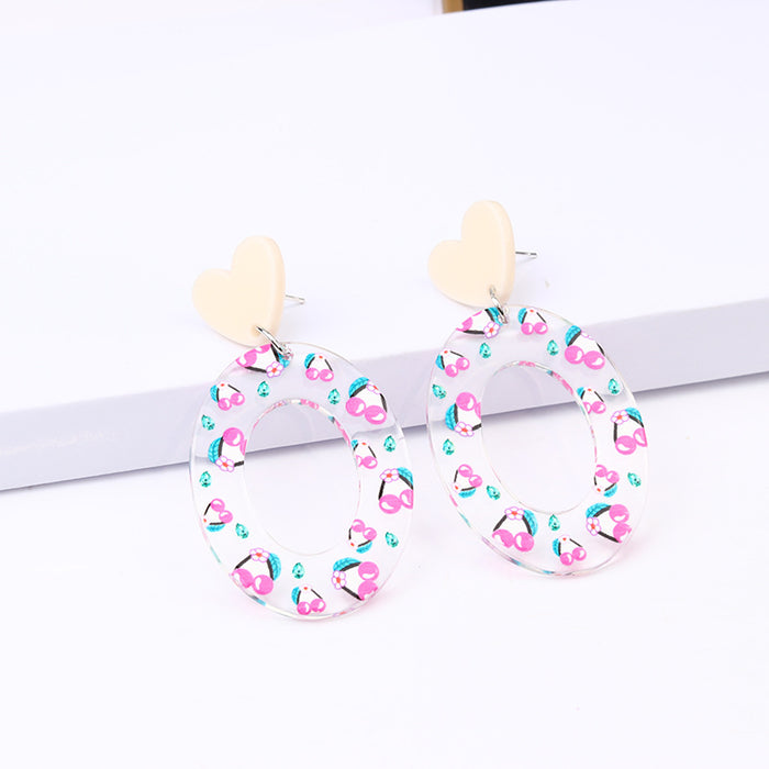 Wholesale Fruit Collection Acrylic Print Oval Earrings JDC-ES-DUAI020