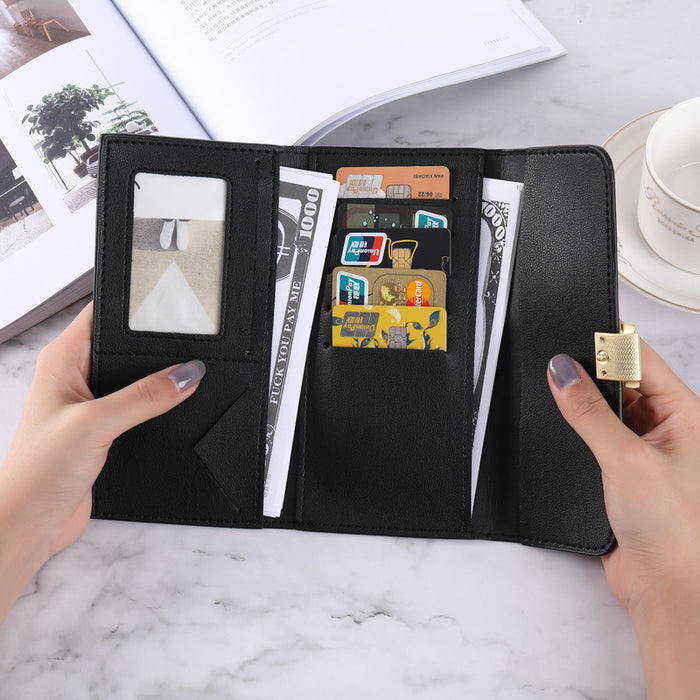 Wholesale Wallet PU Solid Color Buckle Multi-card Large Capacity Coin Purse JDC-WT-Enyibei003