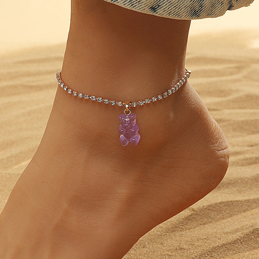 Jewelry WholesaleWholesale Resin Bear Chain Rhinestone Anklet JDC-AS-D014 Anklet 晴雯 %variant_option1% %variant_option2% %variant_option3%  Factory Price JoyasDeChina Joyas De China