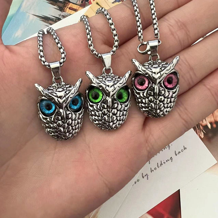 Wholesale Cross -border Silver Vintage Series Punk Cat Eagle Pendant necklace MOQ≥10 JDC-NE-YiFan001