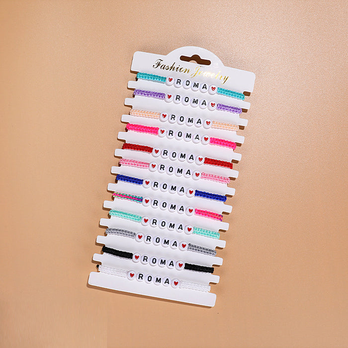 Wholesale Acrylic 26 Letter Braided Set Adjustable Colorful Braided Rope Bracelet JDC-BT-ZengZ010
