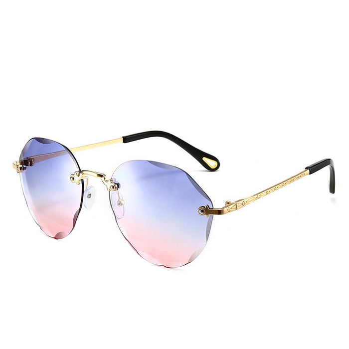 Wholesale Frameless Cut Edge Ladies Sunglasses Show Face Small Polygon MOQ≥2 JDC-SG-BoL001