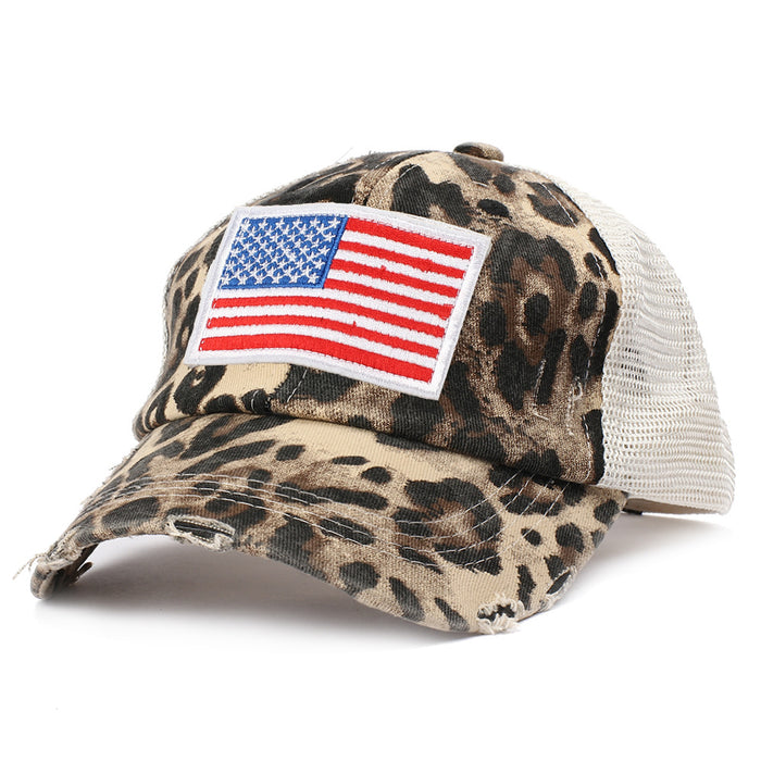 Wholesale 4th of July Ripped Mesh Cap Independence Day American Flag Embroidered Baseball Cap MOQ≥2 JDC-FH-RZhao001