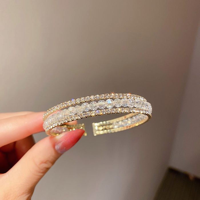 Jewelry WholesaleWholesale White Crystal Beaded Open Bracelet JDC-BT-BY030 Bracelet 宝钰 %variant_option1% %variant_option2% %variant_option3%  Factory Price JoyasDeChina Joyas De China