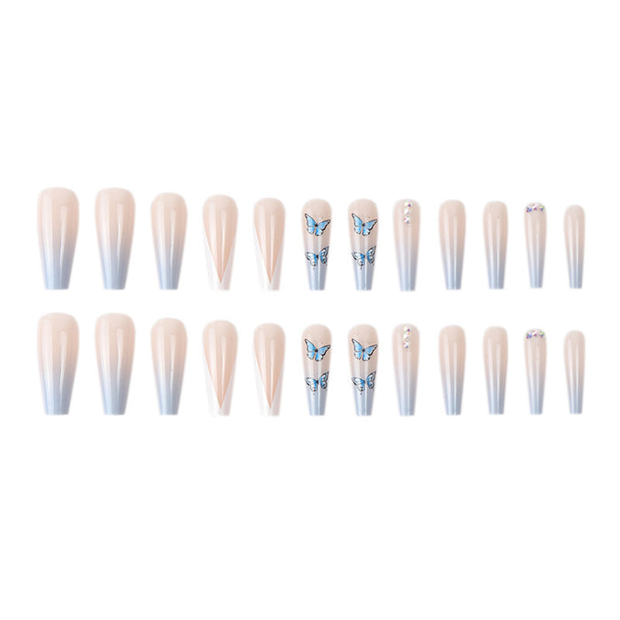 Jewelry WholesaleWholesale Blue Butterfly Point Drill Plastic Wearable Nail Art Nail Stickers 24 Pieces/Box JDC-NS-SHao001 Nail Stickers 上皓 %variant_option1% %variant_option2% %variant_option3%  Factory Price JoyasDeChina Joyas De China