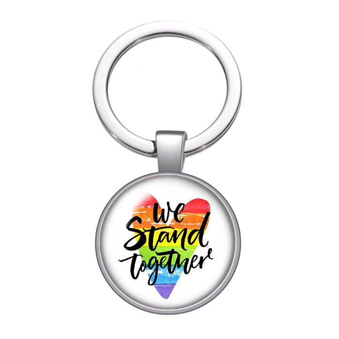 Wholesale LGBT Pride Day Alloy Time Stone Keychain JDC-KC-CMX002