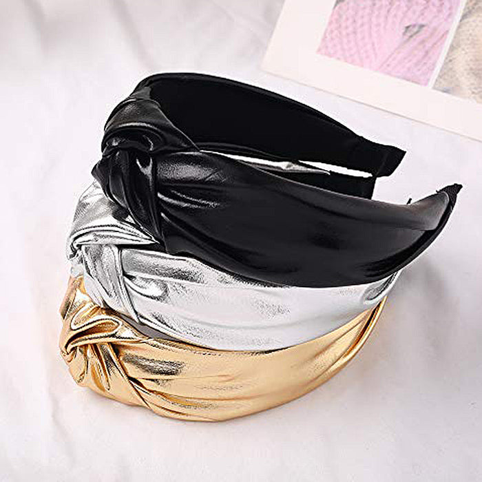 Jewelry WholesaleWholesale imitation leather temperament wide edge solid color knotted headband JDC-HD-Linxiu001 Headband 灵秀 %variant_option1% %variant_option2% %variant_option3%  Factory Price JoyasDeChina Joyas De China