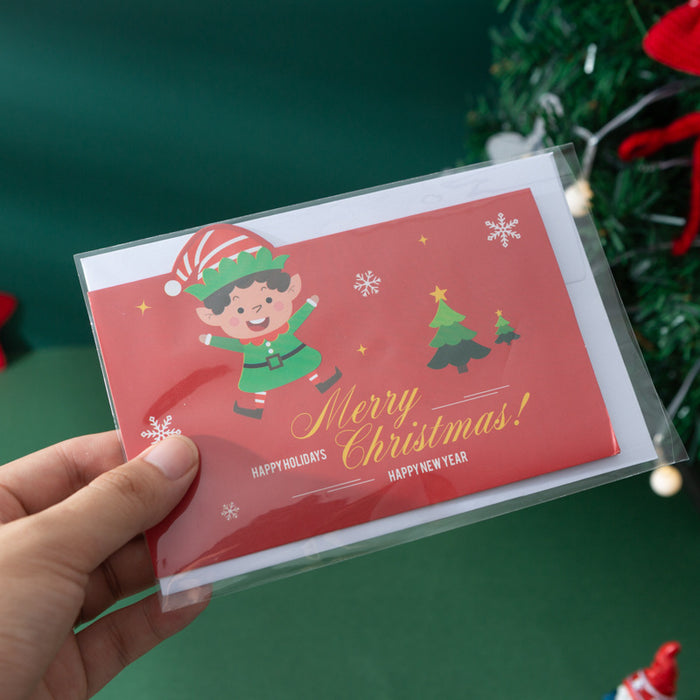 Wholesale Greeting Card Paper Cartoon Santa Claus Snowman Blessing Message Small Card 10pcs JDC-GC-SenS001