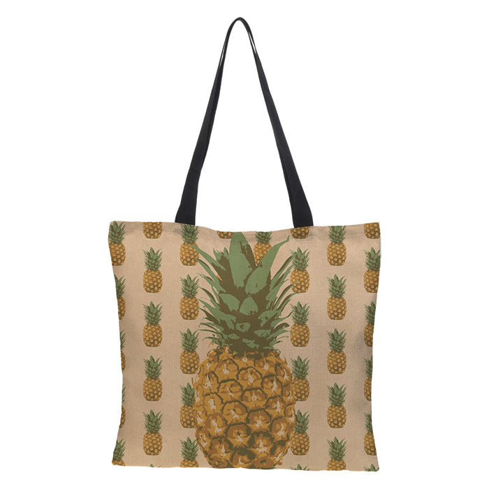 Wholesale Pineapple Cotton Linen Bag Ladies Handbag Shopping Bag Double Sided JDC-SD-QTu009