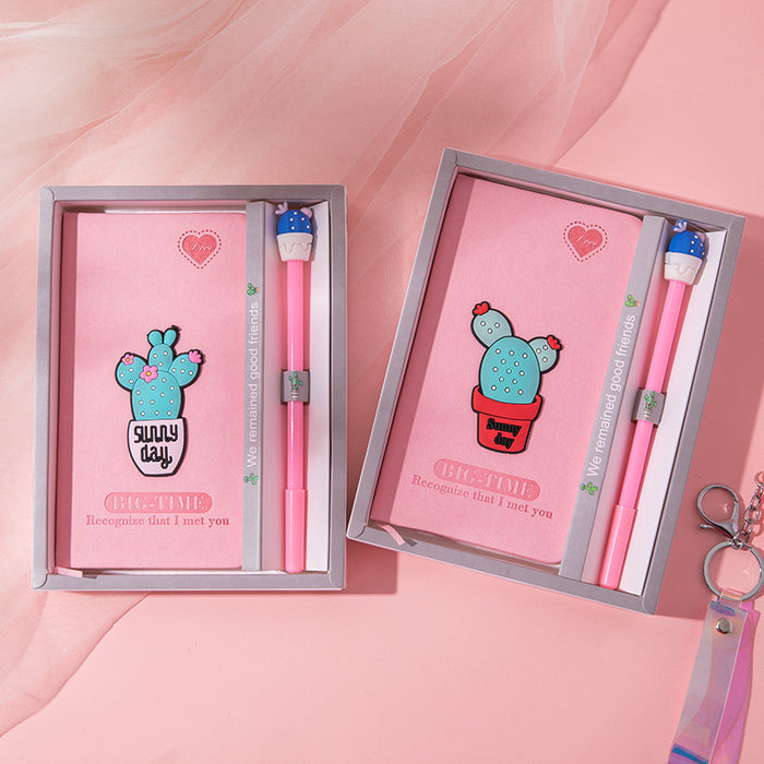 Wholesale Notebook Paper Cactus Ballpoint Pen Gift Set MOQ≥2 JDC-NK-Qiniu006