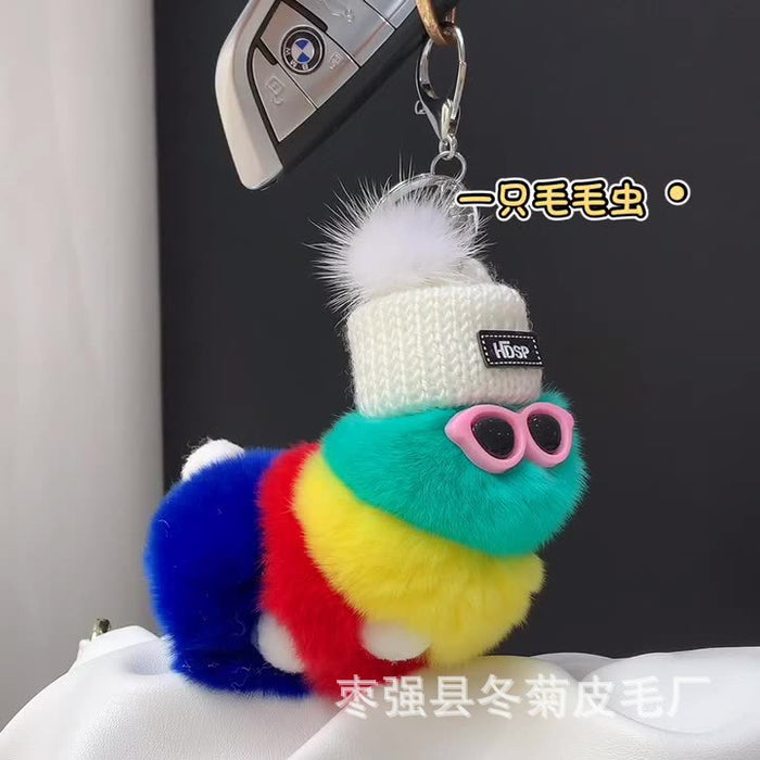 Jewelry WholesaleWholesale caterpillar bag cute plush car keychain JDC-KC-DJu001 Keychains 冬菊 %variant_option1% %variant_option2% %variant_option3%  Factory Price JoyasDeChina Joyas De China