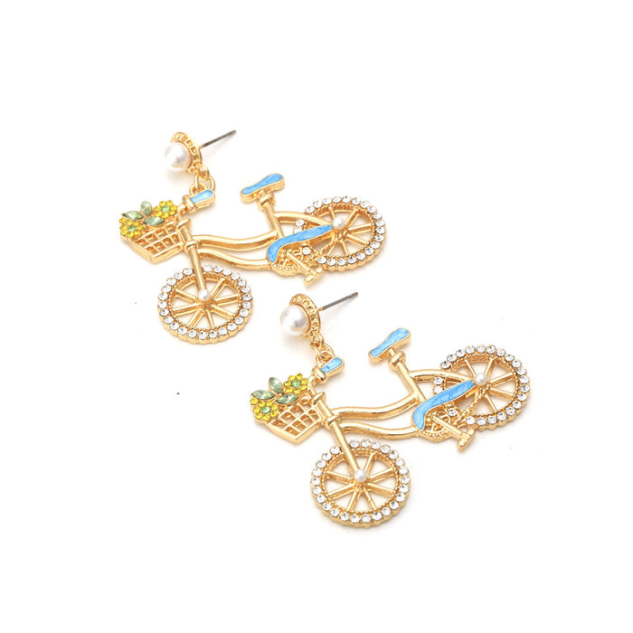 Jewelry WholesaleWholesale cartoon bike diamond contrast oil drip pearl earrings JDC-ES-MY250 Earrings 曼茵 %variant_option1% %variant_option2% %variant_option3%  Factory Price JoyasDeChina Joyas De China