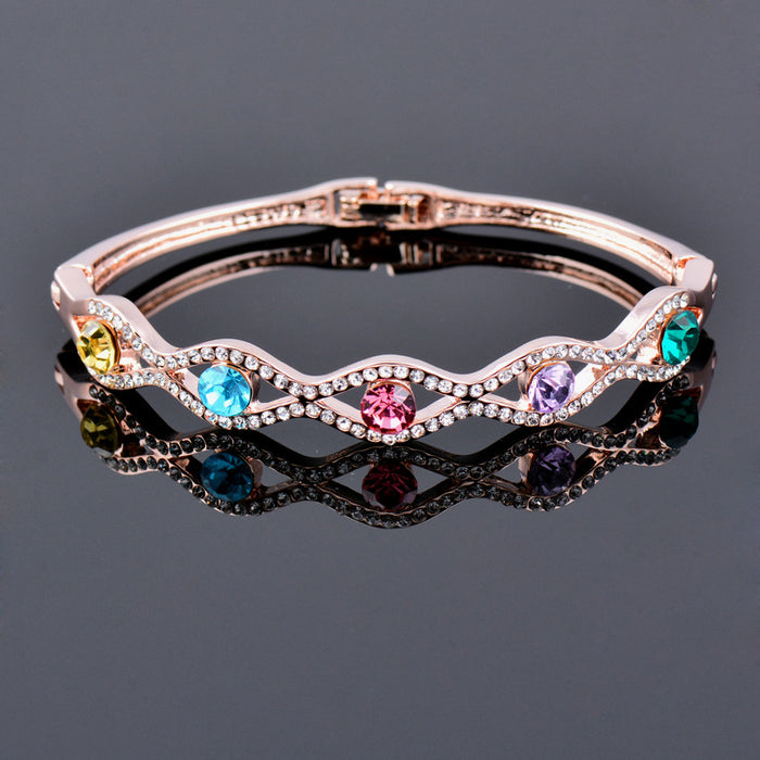 Wholesale Bracelet Copper Inlaid Colorful Rhinestone Cross Cutout JDC-BT-KMeng001