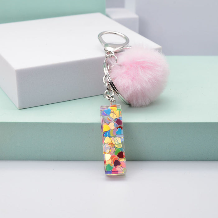 Jewelry WholesaleWholesale love sequin resin drip glue 26 English letter keychains MOQ≥2 JDC-KC-YiWa001 Keychains 伊娃 %variant_option1% %variant_option2% %variant_option3%  Factory Price JoyasDeChina Joyas De China