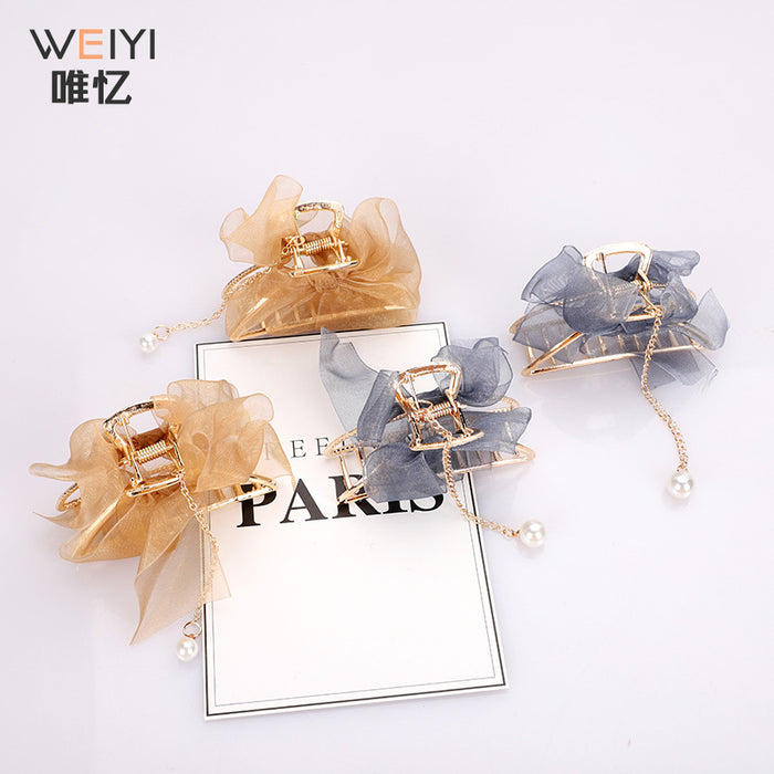 Wholesale hairpin metal bow pearl JDC-HC-MDL004