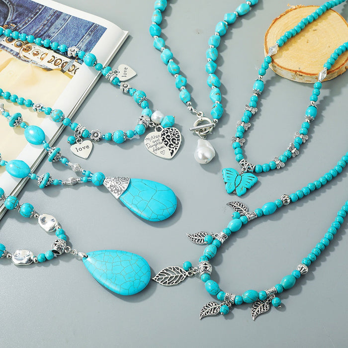 Wholesale Necklaces Alloy Turquoise Bohemian Ethnic JDC-NE-ManY013