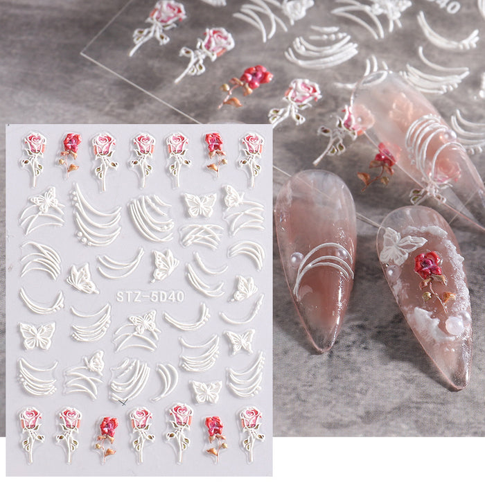 Wholesale Embossed Flowers Nude Slice Stickers JDC-NS-SuoT002