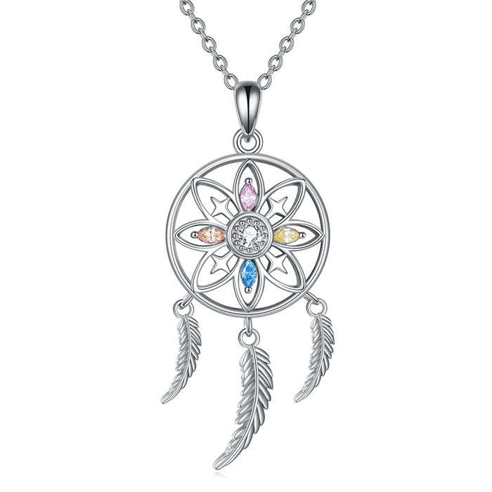 Wholesale Simple Dream Catcher Hanging Feather Pendant Necklace MOQ≥2 JDC-NE-zhuyue002