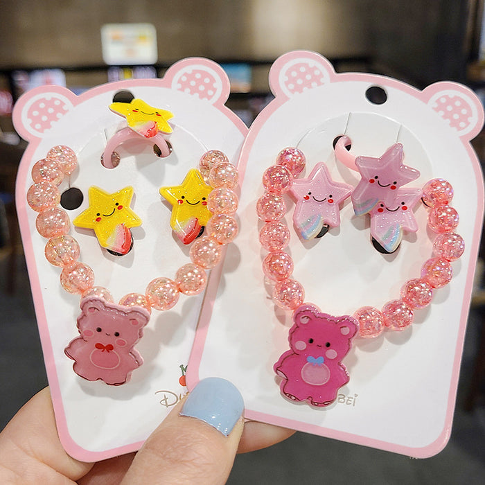 Wholesalee Girls Jewelry Set Children's Bracelet Baby Ear Clip Cartoon Gift MOQ≥5 JDC-ES-Nimei001