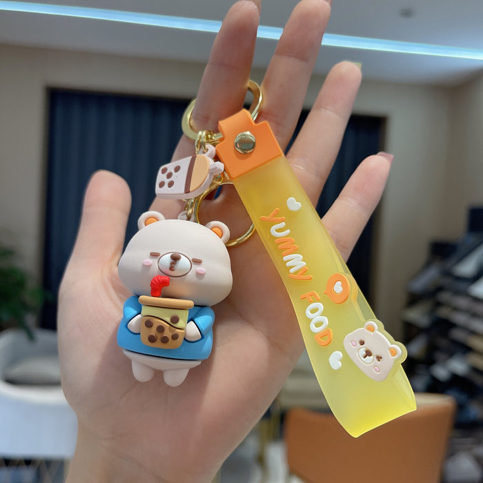 Wholesale Keychains pvc gluttonous bear cute MOQ≥2 JDC-KC-AnG023