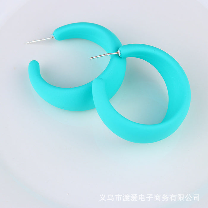 Wholesale Geometric Candy Color Exaggerated Drop Earrings Acrylic Earrings MOQ≥2 JDC-ES-DUAI001