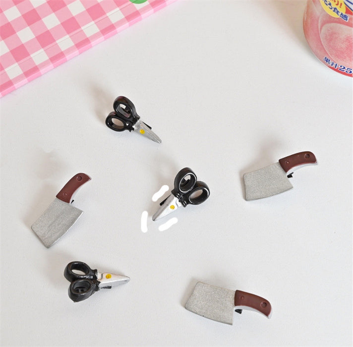 Wholesale Hair Clips Resin Metal Spoof Scissors Kitchen Knife JDC-HC-MBE004