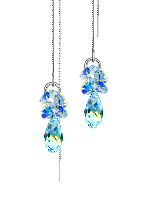 Wholesale sparkling crystal ear wire long water drop earrings JDC-ES-kait006