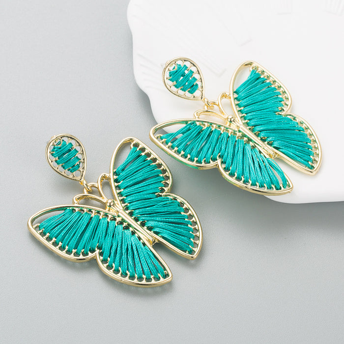 Wholesale Alloy Hand Braided Butterfly Earrings Creative Exaggeration JDC-ES-hemin033