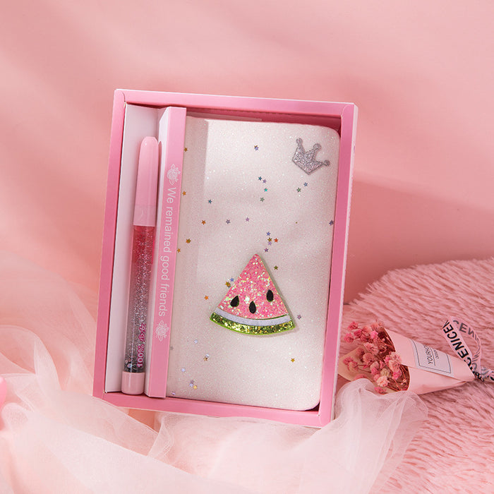 Wholesale Notebook Paper Cute Glitter Ballpoint Pen Gift Set MOQ≥2 JDC-NK-Qiniu009