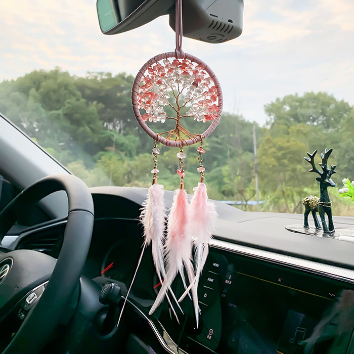 Jewelry WholesaleWholesale Crystal Tree of Life Feather Gravel Car Hanging Dreamcatcher MOQ≥2 JDC-DC-MGu024 Dreamcatcher 梦罟 %variant_option1% %variant_option2% %variant_option3%  Factory Price JoyasDeChina Joyas De China