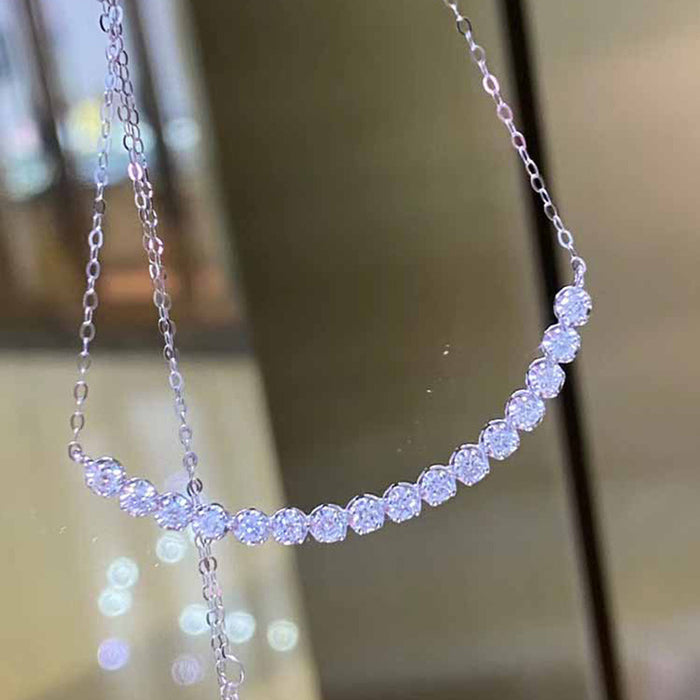 Wholesale smiley face full diamond necklace zircon clavicle chain JDC-NE-CaoS050