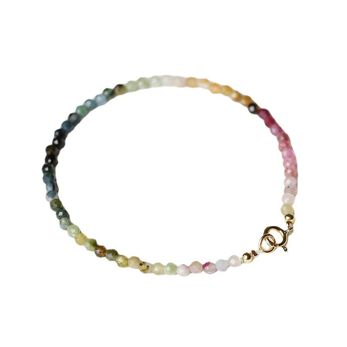 Wholesale Very Fine 2mm Rainbow Small Tourmaline Bracelet Gradient JDC-BT-NiHuang001