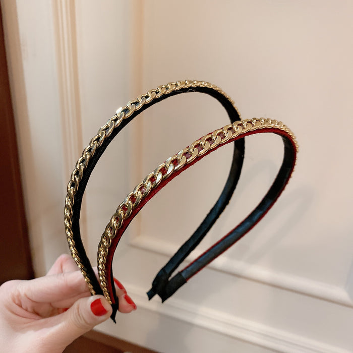 Wholesale pressed hair thin headband hair accessories metal chain JDC-HD-HuiY018