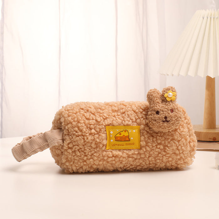 Wholesale Pencil Bag Lamb Wool Cute Cartoon Stationery Box MOQ≥2 JDC-PB-YUNKE016