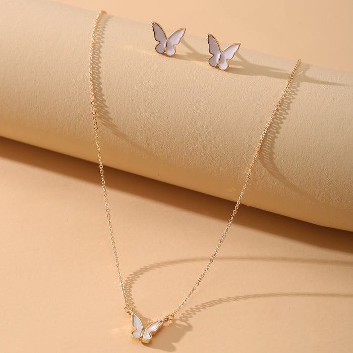 Wholesale Color Acrylic Butterfly Necklace Set Retro Simple JDC-NE-F076