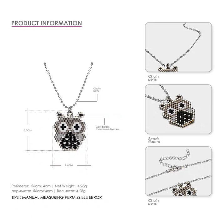 Wholesale Necklaces Stainless Steel Rice Beads Miyuki Animal Owl Pattern MOQ≥2 JDC-NE-GSACC006