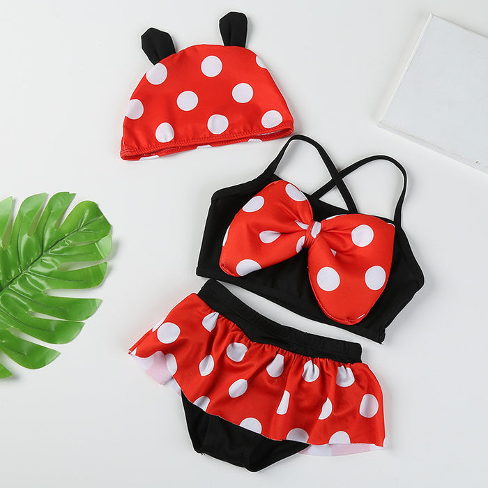 Wholesale swimsuit girls cute princess polka dot skirt split (M) JDC-SW- baiy004