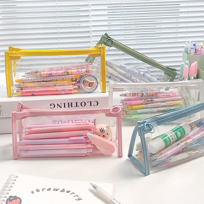 Wholesale PVC Color Transparent Pencil Case JDC-PC-dichen002