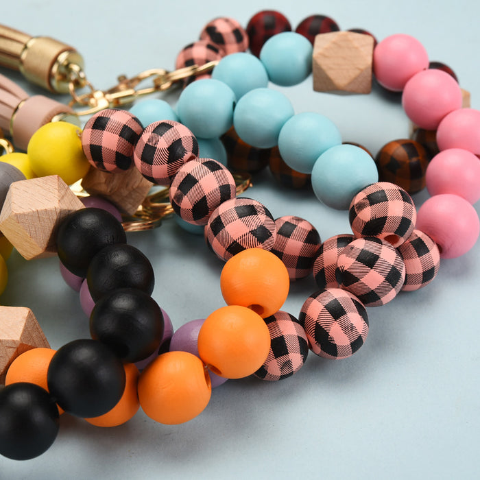 Jewelry WholesaleWholesale Tassel Wood Beads Fashion Beads Bracelet Keychain JDC-KC-YPin012 Keychains 严品 %variant_option1% %variant_option2% %variant_option3%  Factory Price JoyasDeChina Joyas De China