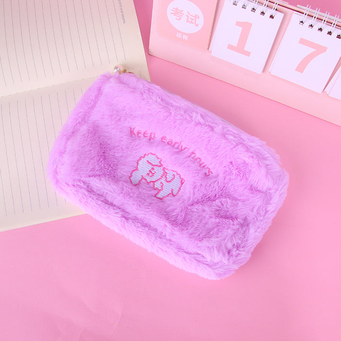 Wholesale Pencil Case Velvet Multifunctional Pearl Zipper MOQ≥2 JDC-PC-QHJ001