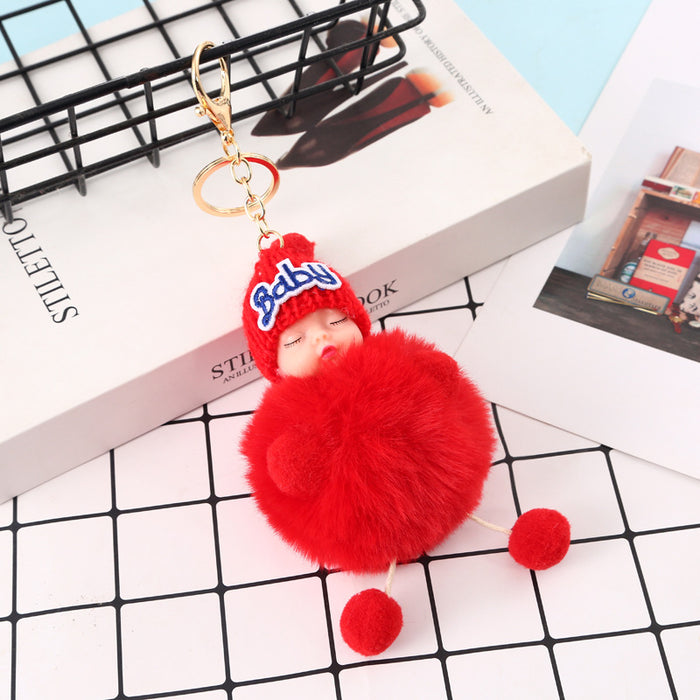 Wholesale sleeping cute doll fur ball keychain cute plush sleeping dream doll keychain MOQ≥2 JDC-KC-YXin003