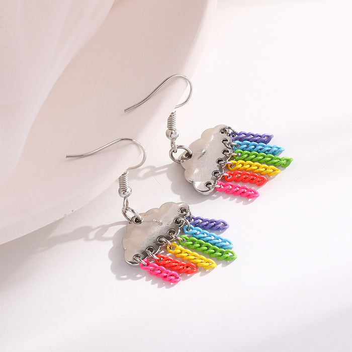 Wholesale Cloud Rainbow Tassel Earrings JDC-ES- zhongyi014