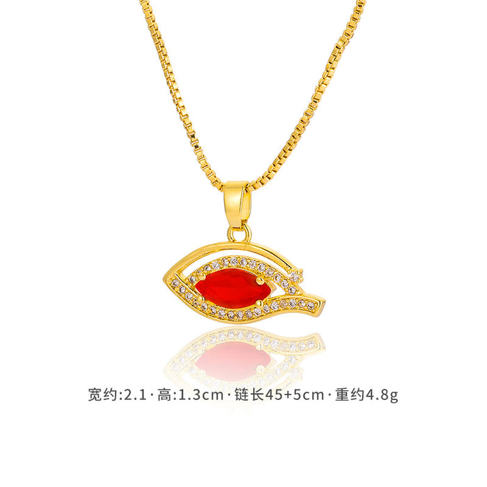 Wholesale colorful zircon fashion niche retro evil eye necklace JDC-NE-DRY004