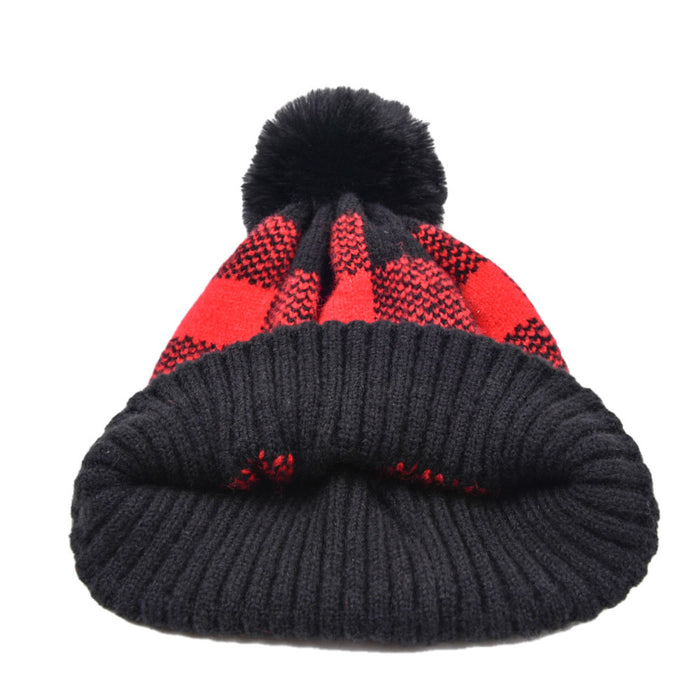 Wholesale Fashion Hat Wool Christmas Plaid Detachable Hair Ball Curling JDC-FH-WenR023