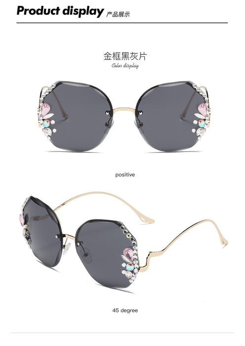 Wholesale Rimless Cut Edge Diamond Sunglasses JDC-SG-ZhanH002