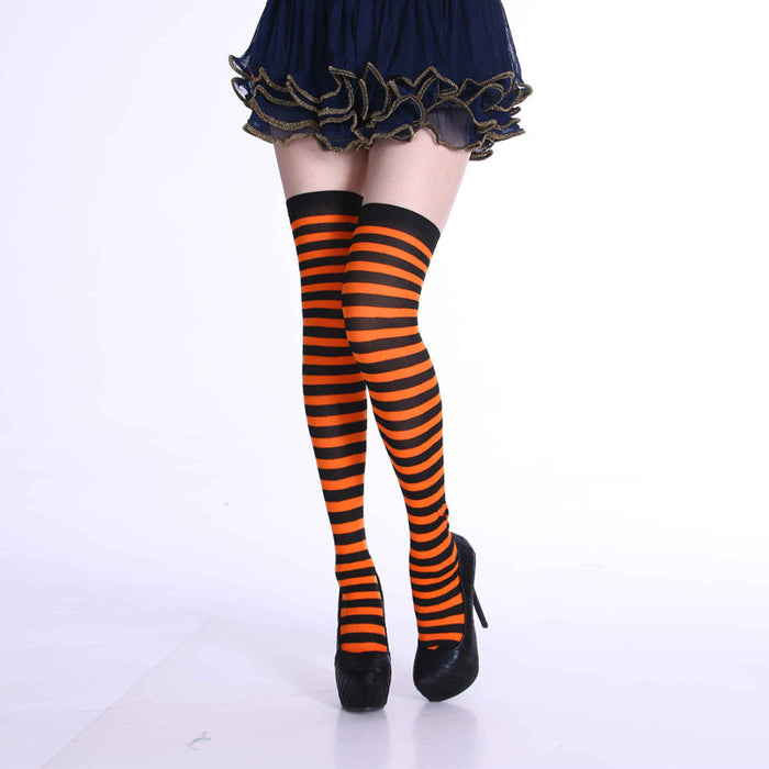 Wholesale Socks Polyester Halloween Cosplay Over Knee Striped Socks MOQ≥2 JDC-SK-Shuangniu002