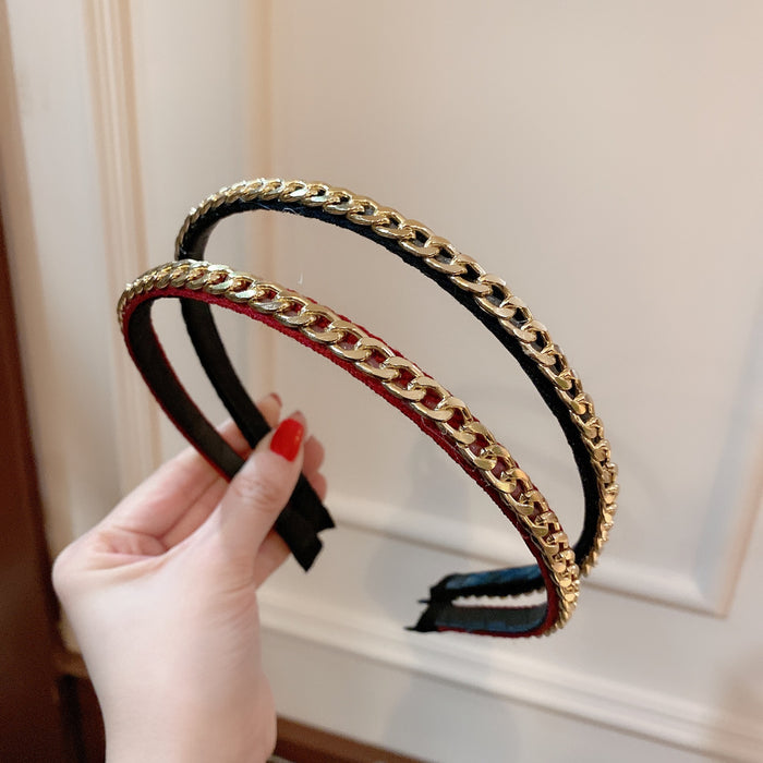 Wholesale pressed hair thin headband hair accessories metal chain JDC-HD-HuiY018